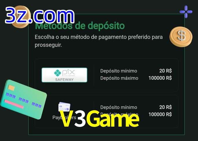 O cassino V3Game oferece uma grande variedade de métodos de pagamento